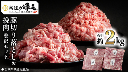 【 常陸の輝き 】 豚 切り落とし＆挽肉 贅沢セット 各500g×2パック （合計約2kg） (茨城県共通返礼品) 