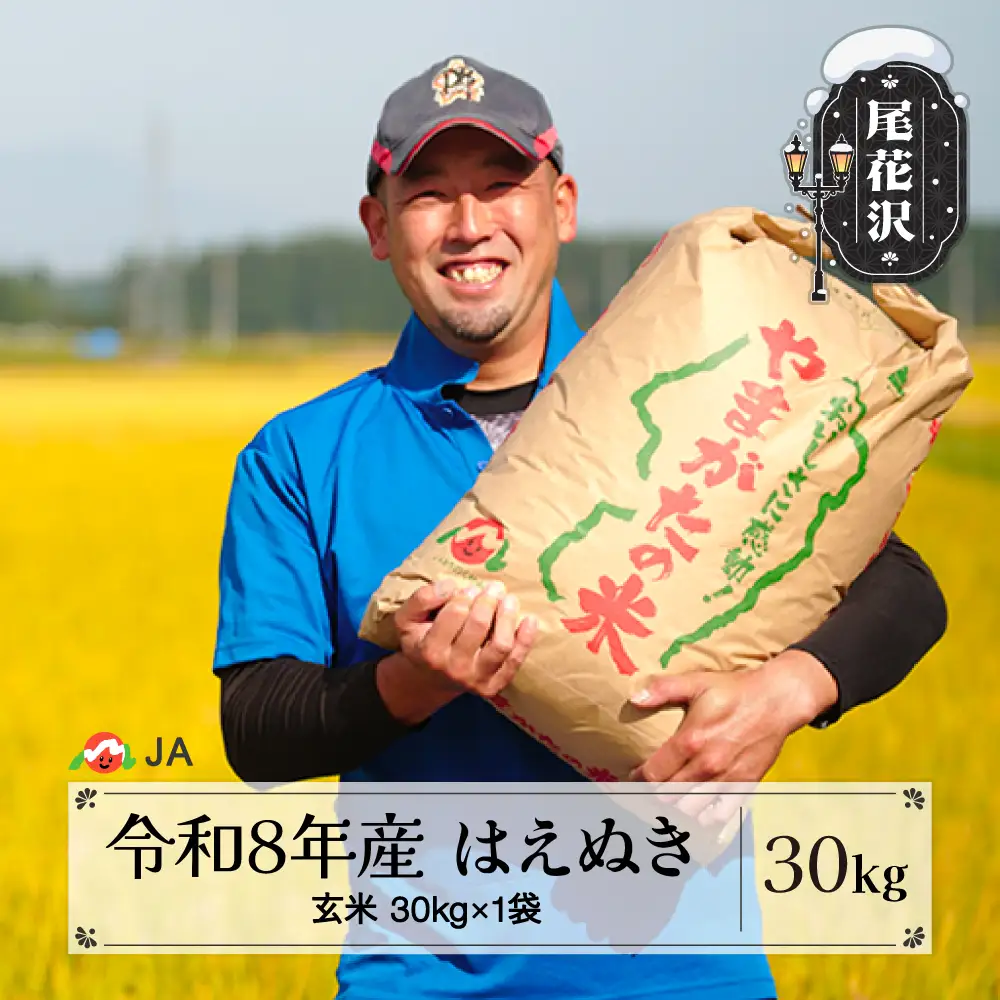 新米 令和8年産 玄米 はえぬき 30kg ja-hagxb30