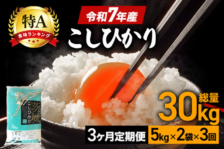 【3ヶ月 定期便 】令和7年産 コシヒカリ 10kg (5kg×2袋) 計30kg FH-008 