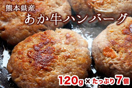熊本の和牛 あか牛ハンバーグ 熊本産あか牛を使用した贅沢ハンバーグたっぷり7個入り《7-14日以内に出荷予定(土日祝除く)》  赤牛 あかうし 簡単 調理 惣菜 冷凍 牛 湯煎 人気 子供 こども 小分け ハンバーグ 熊本県 玉東町｜ブランド牛肉 特産品牛肉