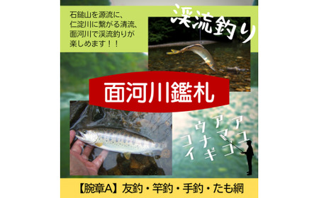アウトドア イベント 体験 「面河川の鑑札（遊漁券）：石鎚山から仁淀川に繋がる清流 ”面河川” での渓流釣り（腕章A）」｜家族 旅行 男の子 女の子 夏休み 長期休暇 愛媛 久万高原町