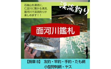 アウトドア イベント 体験 「面河川の鑑札（遊漁券）：石鎚山から仁淀川に繋がる清流 ”面河川” での渓流釣り（腕章B）」｜家族 旅行 男の子 女の子 夏休み 長期休暇  愛媛 久万高原町
