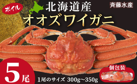 北海道産 オオズワイガニ 300g～350g ×5尾 ＜斉藤水産＞ AM116