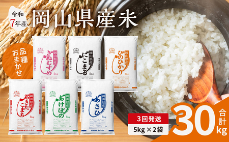 【3ヶ月定期便】令和7年産米 岡山県産米 10kg (5kg×2袋) ×3回 計30kg