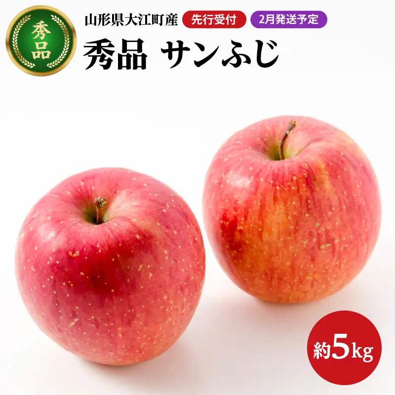 《先行受付》【2027年2月発送予定】 サンふじ約5kg・秀品【大江町産・山形りんご・大地農産】 028-030