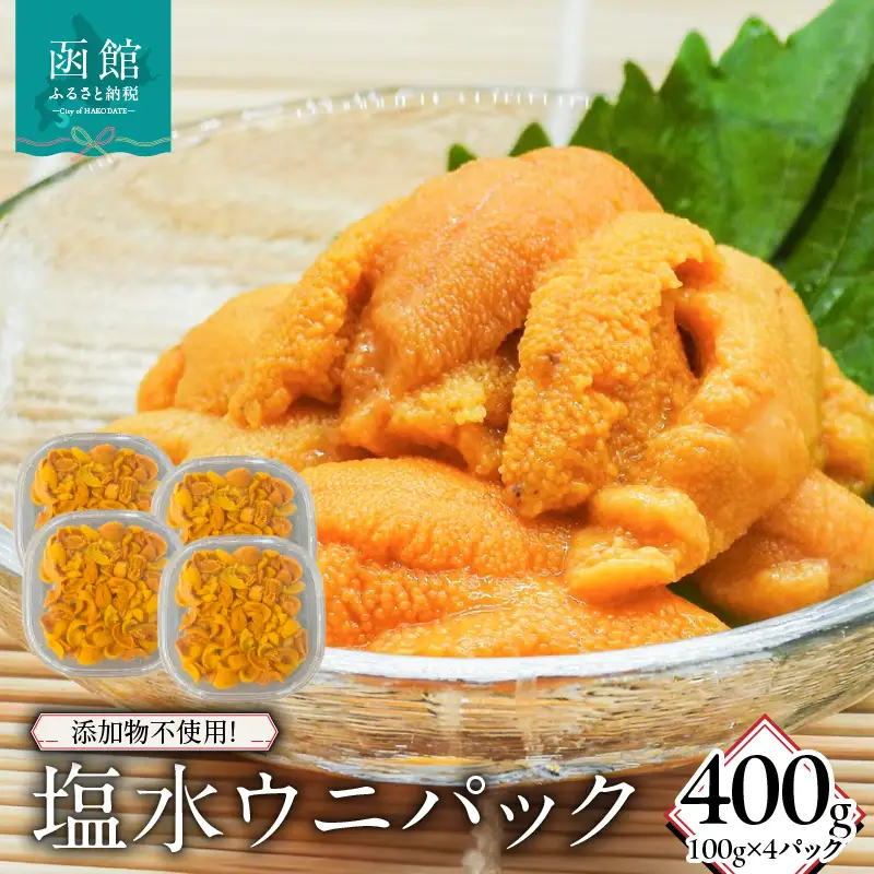 添加物不使用！塩水ウニパック 400g（100g×4） うに 海鮮 北海道 函館市 ふるさと納税 お取り寄せ 送料無料_HD149-021