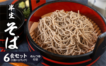 【訳あり】簡易包装 半生そば 3食×2パック めんつゆ付き 6食セット【29-8】