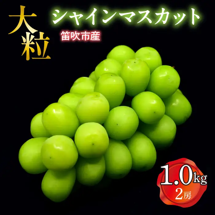 【2026年発送★先行予約】笛吹市産 大粒ｼｬｲﾝﾏｽｶｯﾄ 1.0㎏以上(2房) 227-001-26y