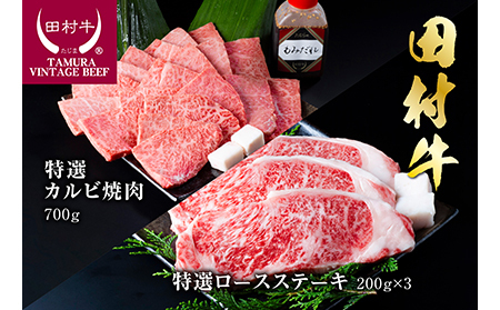 【11001】田村牛特選ロースステーキ＆特選カルビ焼肉セット