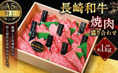 【A5特上ランク】長崎和牛 焼肉 盛り合わせ ( 特上 )  約1kg お肉 和牛 国産 特上 シャトーブリアン サーロイン イチボ 焼き肉 BBQ 厳選 長崎県 長崎市