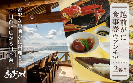 【期間限定】【感謝券】海のレストラン オーシャンビューの越前がにランチペア食事券【旅行 食事券 料理 料理宿 レストラン ランチ グルメ 越前ガニ ズワイガニ ずわいがに 三国】 [N-7202]