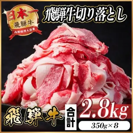 飛騨牛 切り落とし 約2.8kg(約350g×8パック)【冷蔵便】A4～A5等級 黒毛和牛 小分け_肉 飛騨牛 牛肉 うし ビーフ_【配送不可地域：離島】【1544103】