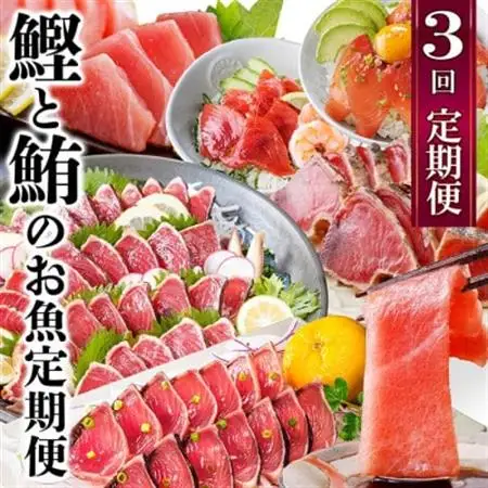 定期便3回配送　鰹とまぐろのお魚定期便　QQ-0005_魚介・海産物 カツオ 鮮魚 かつお 鰹  魚介・海産物 マグロ 鮮魚 まぐろ 鮪  定期便 定期便  _【配送不可地域：離島】【1543247】