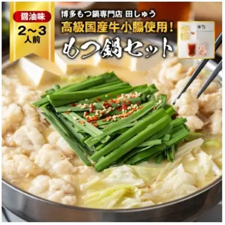 【毎月定期便】【博多もつ鍋専門店　田しゅう】高級国産牛小腸使用　もつ鍋　醤油味　2～3人前全6回_肉 もつ鍋 牛肉 鍋 鍋セット  惣菜・加工品 肉 鍋 なべ ナベ  定期便 定期便  _【配送不可地域：離島】【4055943】