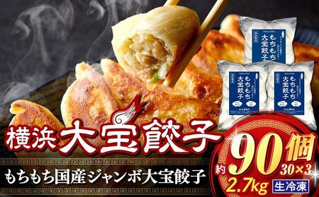 全て国産食材、銘柄豚使用！肉汁あふれる！【横浜大宝餃子】もちもち国産ジャンボ大宝餃子90個（30個×3）老舗餃子メーカー 横浜中華 焼餃子 冷凍餃子 ギョーザ ぎょうざ 大きい 中華 おかず 惣菜 ギフト プレゼント AKN0004