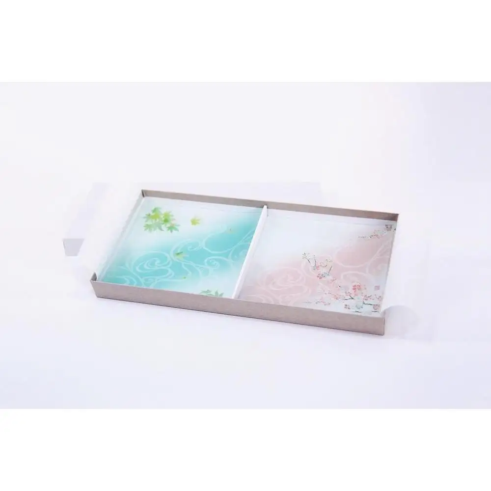 そめゆら　お皿ペアセット　【桜と楓の流水】
