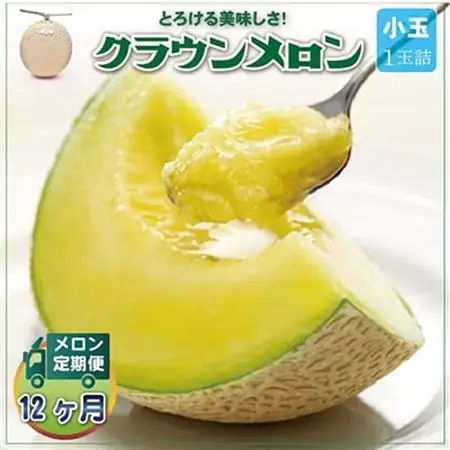 【毎月定期便】クラウンメロン 白等級 小玉1玉 静岡県産 高級 マスクメロン【1年中お届け】全12回【配送不可地域：離島・北海道・沖縄県】【4012653】