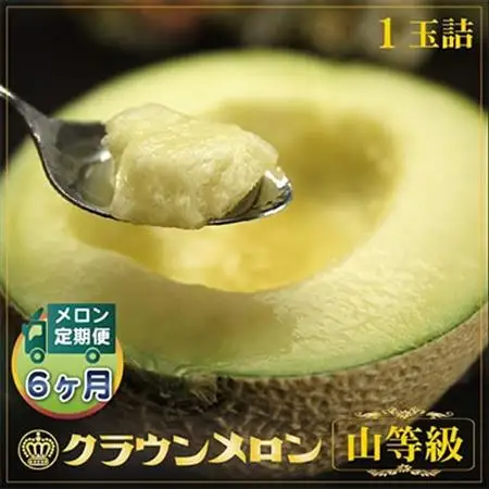 【毎月定期便】クラウンメロン (山等級) 1玉 静岡県産 高級 マスクメロン 【1年中お届け】全6回【配送不可地域：離島・北海道・沖縄県】【4012745】