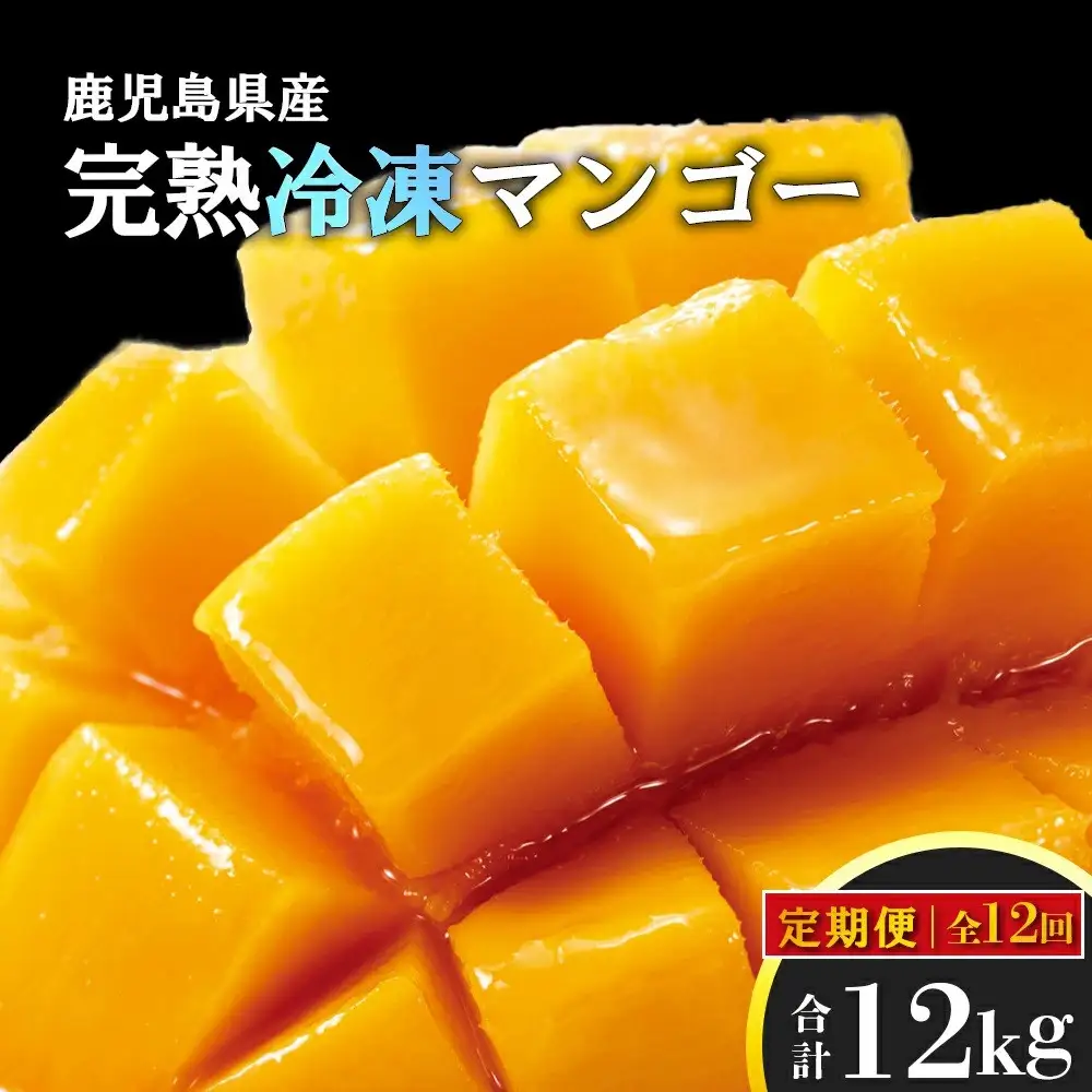 ＜定期便・全12回＞鹿児島県産！結いの街！完熟まるごと冷凍マンゴー(1回のお届け1kg・2～3個入り)