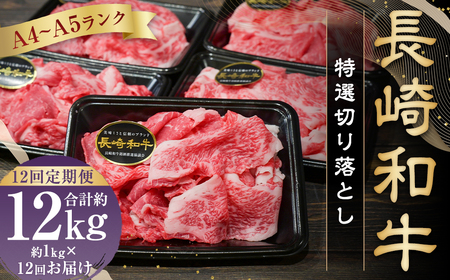 【全12回定期便】A4～A5ランク 長崎和牛 特選 切り落とし 約1kg (200g×5パック) お肉 牛肉 肉 牛 和牛 国産牛 国産