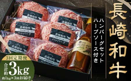 【全3回定期便】【年間1万個売れる！】A4～A5ランク 長崎和牛 ハンバーグセット 約170g×6個 和牛 牛肉 肉 牛 国産牛 国産 長崎和牛 牛肉100% はんばーぐ 冷凍 長崎