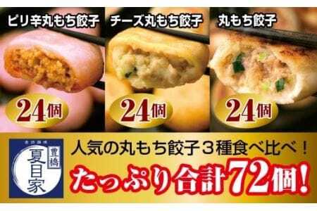 夏目家の『丸もち餃子３種食べくらべ（ピリ辛、チーズ、プレーン）』 （各24個×1袋　計3袋）                                                                                                                                                                                                          