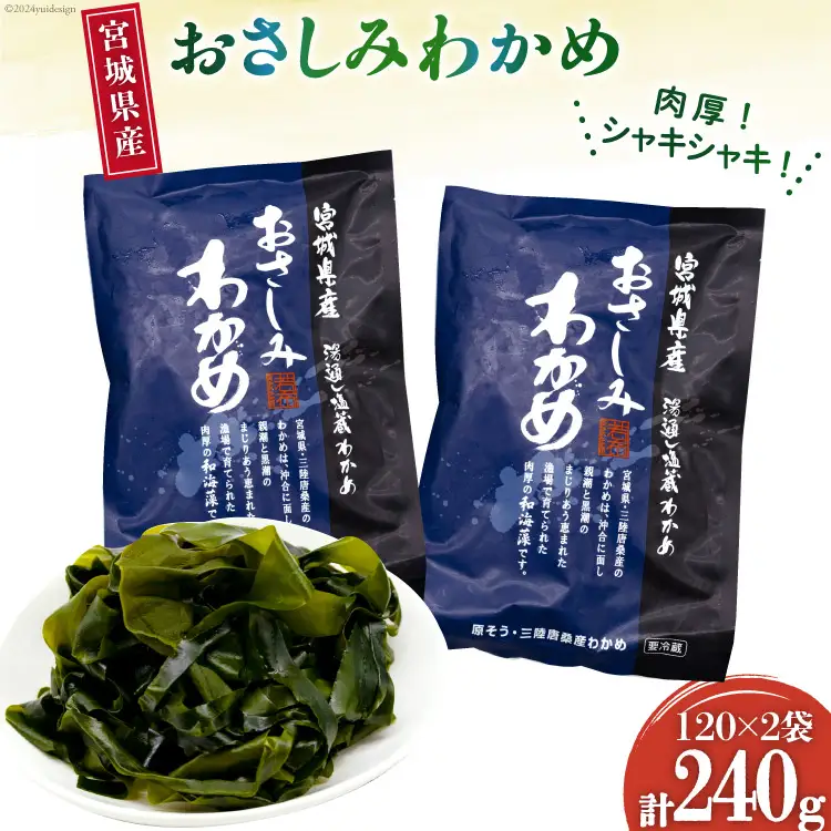 和海藻 おさしみ わかめ 120g×2袋 [マルヤマ 宮城県 気仙沼市 20564732]