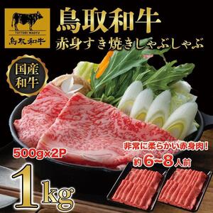 【12か月定期便】鳥取和牛赤身すき焼きしゃぶしゃぶ用1kg(500g×2) 1195