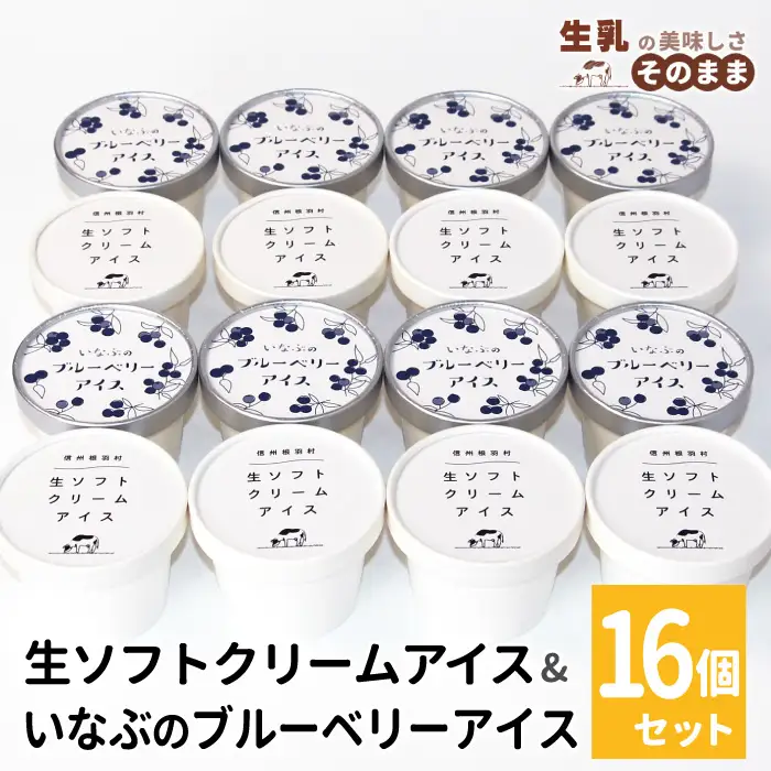 2026年7月1日～寄付金額変更★〈スピード発送〉生ソフトクリーム＆いなぶのブルーベリーアイス16個セット 10000円 アイスクリーム ソフトクリーム ブルーベリー ミルク 