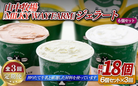 《定期便》山中牧場「MILKY WAY FARM」ジェラート(６個)【３回お届け】