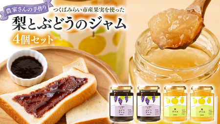 地元農家が作る つくばみらい市産 果実 を使った 梨 と ぶどう の ジャム 各種2個入り 計4個セット