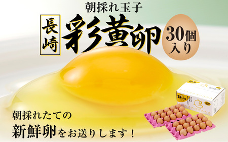 「長崎彩黄卵」 朝採れ玉子 30個入り 鶏卵 採れたて 新鮮卵 たまご タマゴ 冷蔵 長崎