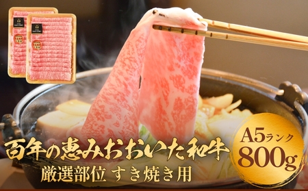 「百年の恵み おおいた和牛」A5すき焼き 800g 大分 九州 和牛 黒毛和牛 しゃぶしゃぶ ロース 肩ロース もも 肩 部位 スライス 肉 牛肉 A5 霜降り 風味 脂肪 種雄牛 血統 厳選 玖珠