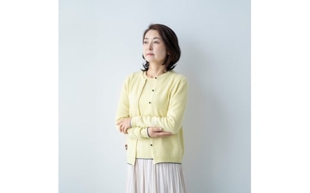 カシミヤ カーディガン カシミヤ(L.イエロー )女性用サイズ:M(38)≪白田のカシミヤ≫