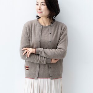 カシミヤ カーディガン カシミヤ( コルク)女性用サイズ:S(36)≪白田のカシミヤ≫ 