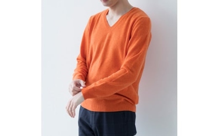 カシミヤ Vネック ニット度詰 カシミヤ(キャロット )男性用サイズ:LL(46)≪白田のカシミヤ≫ 
