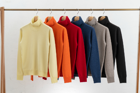カシミヤ タートル ニット度詰 カシミヤ(キャロット )男性用サイズ:LL(46)≪白田のカシミヤ≫ 