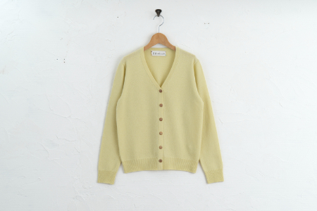 カシミヤ カーディガン度詰 カシミヤ（L.イエロー ）女性用サイズ:M(38)≪白田のカシミヤ≫ 