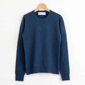 カシミヤ ニット セーター度詰 カシミヤ （ブルー）男性用サイズ:S(40)≪白田のカシミヤ≫ 