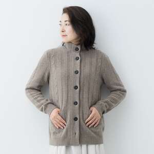 カシミヤ ジャケット カーディガン 女性用サイズ:M(38) カシミヤ(コルク) ≪白田のカシミヤ≫ 