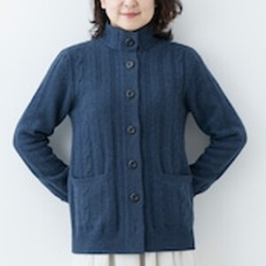 カシミヤ ジャケット カーディガン 女性用サイズ:M(38)カシミヤ(ブルー) ≪白田のカシミヤ≫ 