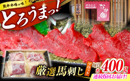 【6回定期便】熊本 馬刺し「なか園」赤身馬刺し 約400ｇ【有限会社スイートサプライなかぞの】[ZBV075]