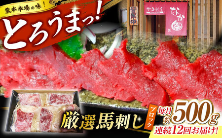 【12回定期便】熊本 馬刺し「なか園」赤身馬刺し 約500ｇ【有限会社スイートサプライなかぞの】[ZBV079]