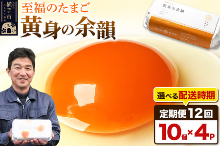 【常温発送】《定期便12ヶ月》黄身の余韻 10個×4P【発送時期が選べる】12か月 12ヵ月 12カ月 12ケ月 卵 玉子 たまご 開始時期選べる 東海林養鶏場 至福のたまご 黄身の余韻 卵 玉子 タマゴ