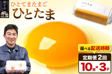 【常温発送】《定期便2ヶ月》ひとたま 10個×3P【発送時期が選べる】東海林養鶏場 ひとたま 卵 玉子 たまご タマゴ2か月 2ヵ月 2カ月 2ケ月 開始時期選べる