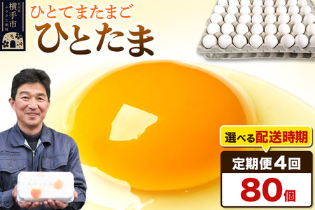 【常温発送】《定期便4ヶ月》ひとたま 80個（業務用）【発送時期が選べる】東海林養鶏場 ひとたま 卵 玉子 たまご タマゴ 4か月 4ヵ月 4カ月 4ケ月 開始時期選べる