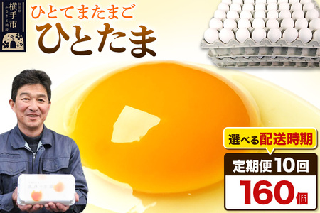 【常温発送】《定期便10ヶ月》ひとたま 160個（業務用）【発送時期が選べる】東海林養鶏場 ひとたま 卵 玉子 たまご タマゴ 10か月 10ヵ月 10カ月 10ケ月 開始時期選べる