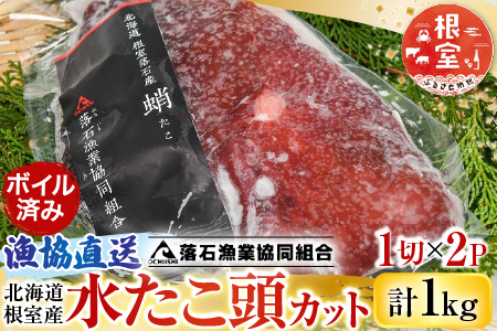 【北海道根室産】ボイル水たこ頭カット2P(計1kg) G-20001