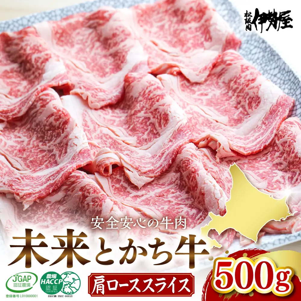 北海道十勝芽室町　未来とかち牛肩ローススライス　500g　  北海道 牛肉 ビーフ ステーキ サーロイン 芽室町 me073-004c