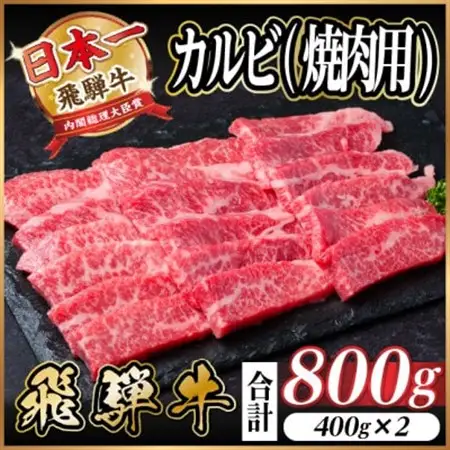 飛騨牛 厳選カルビ(焼肉・BBQ用) 800g(400g×2)　黒毛和牛　小分け　A4～A5等級_肉 焼肉 牛肉 やきにく ヤキニク バーベキュー  肉 飛騨牛 牛肉 うし ビーフ_【配送不可地域：離島】【1543784】